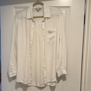 NWT White linen blend boyfriend Button-Up Shirt